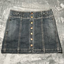Gap Skirt Women Size 8 Jean Blue Denim Snap Button Front Y2K Pockets