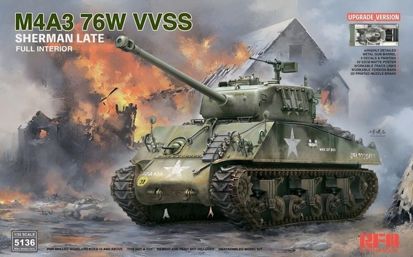 M4A3 76W Vvss Sherman Late Upgrade Version Full Interior RFM 1/35-image