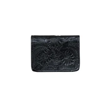 American West Womens Small Black Leather Trifold Wallet OS