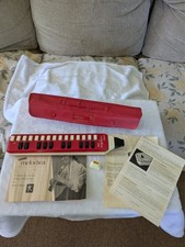 Vintage Hohner Red Melodica Alto made in germany Box Case  Xtras- music gift
