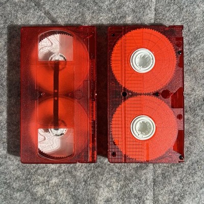 Red Transparent Color VHS Shell w/ White Spools - NO TAPE