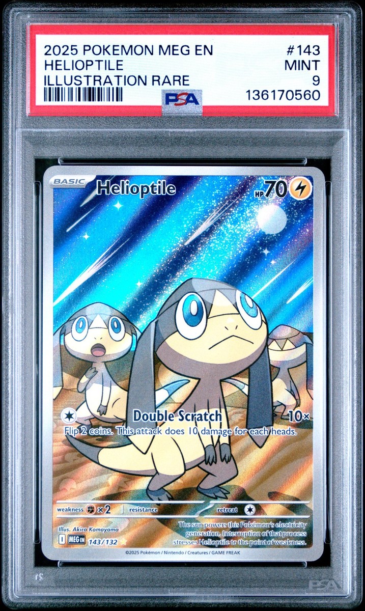 PSA 9 Helioptile Illustration Rare #143 2025 Pokemon Mega