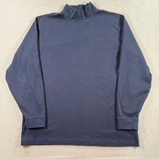 LL Bean Mock Neck Shirt Mens XLT Navy Blue Long Sleeve Classic Turtle Dress Warm