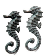 Seahorse Hooks Set of 2 Cast Iron 5 Inch Wall Decor