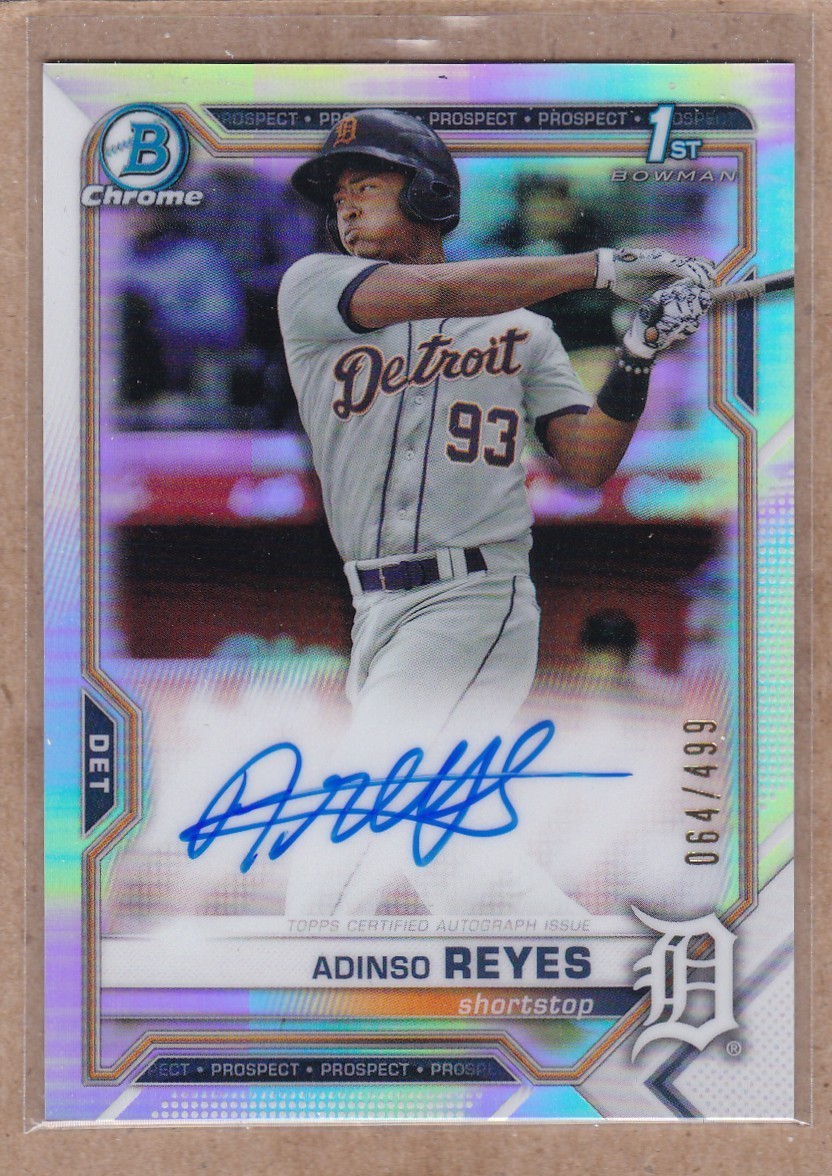 Adinso Reyes 2021 Bowman Chrome Prospect Autograph #CPA-ARE Refractor /499 1st
