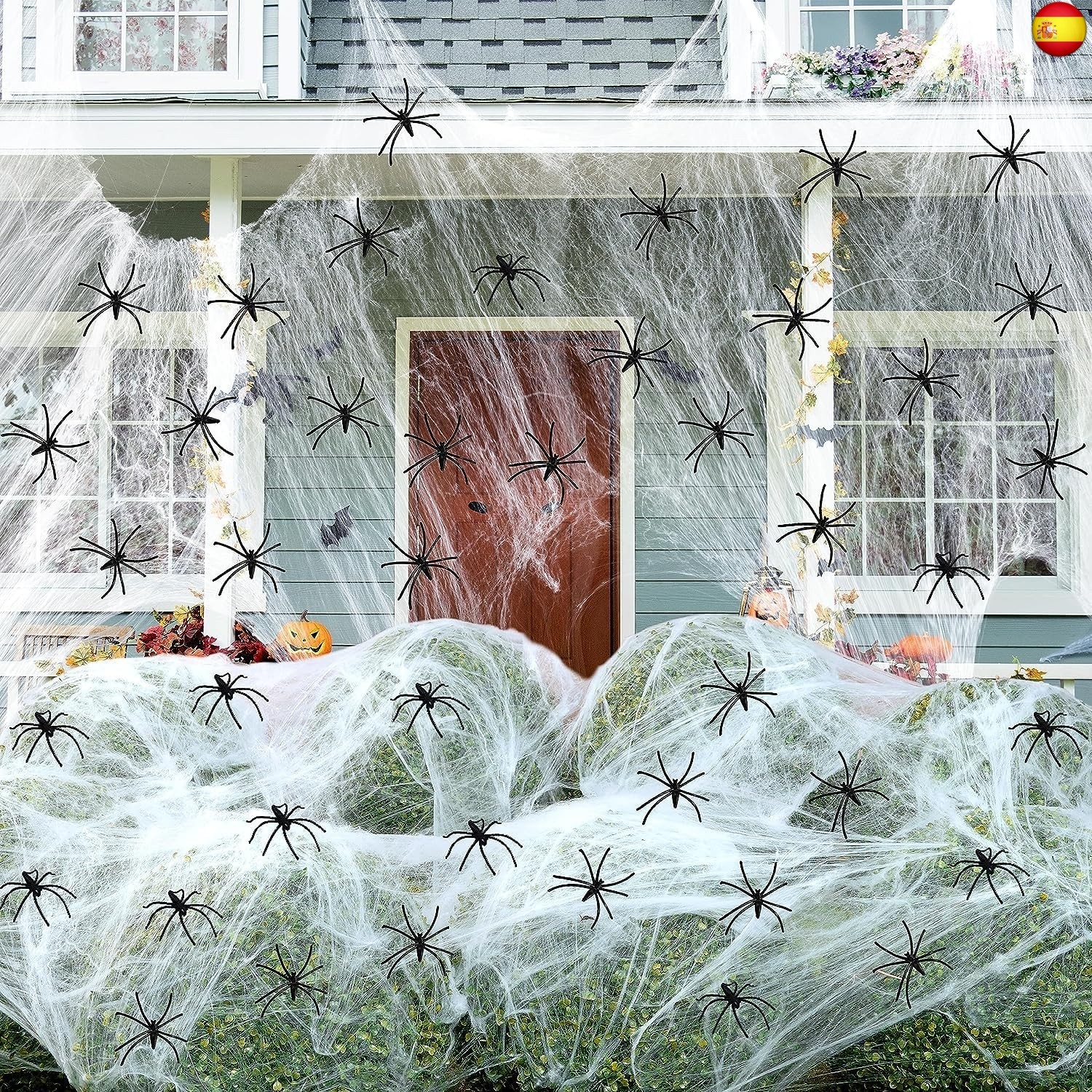 Decorado de Halloween, Con Telaraña de 200 g y 80 Arañas, Tela de Araña Ha