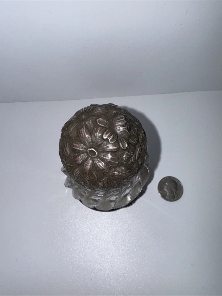 Gorham 1891 Tinta Pozo Plata Esterlina Pesado Remolinado Vidrio Tallado Base Plata  Foto 3 de 4