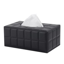 Boîte à mouchoirs rectangulaire Noire, mouchoirs cosmétiques en Cuir PU