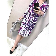 Emilio Pucci Dress UK8 M Fit and Flare Abstract Print Rayon Made in Italy Auth