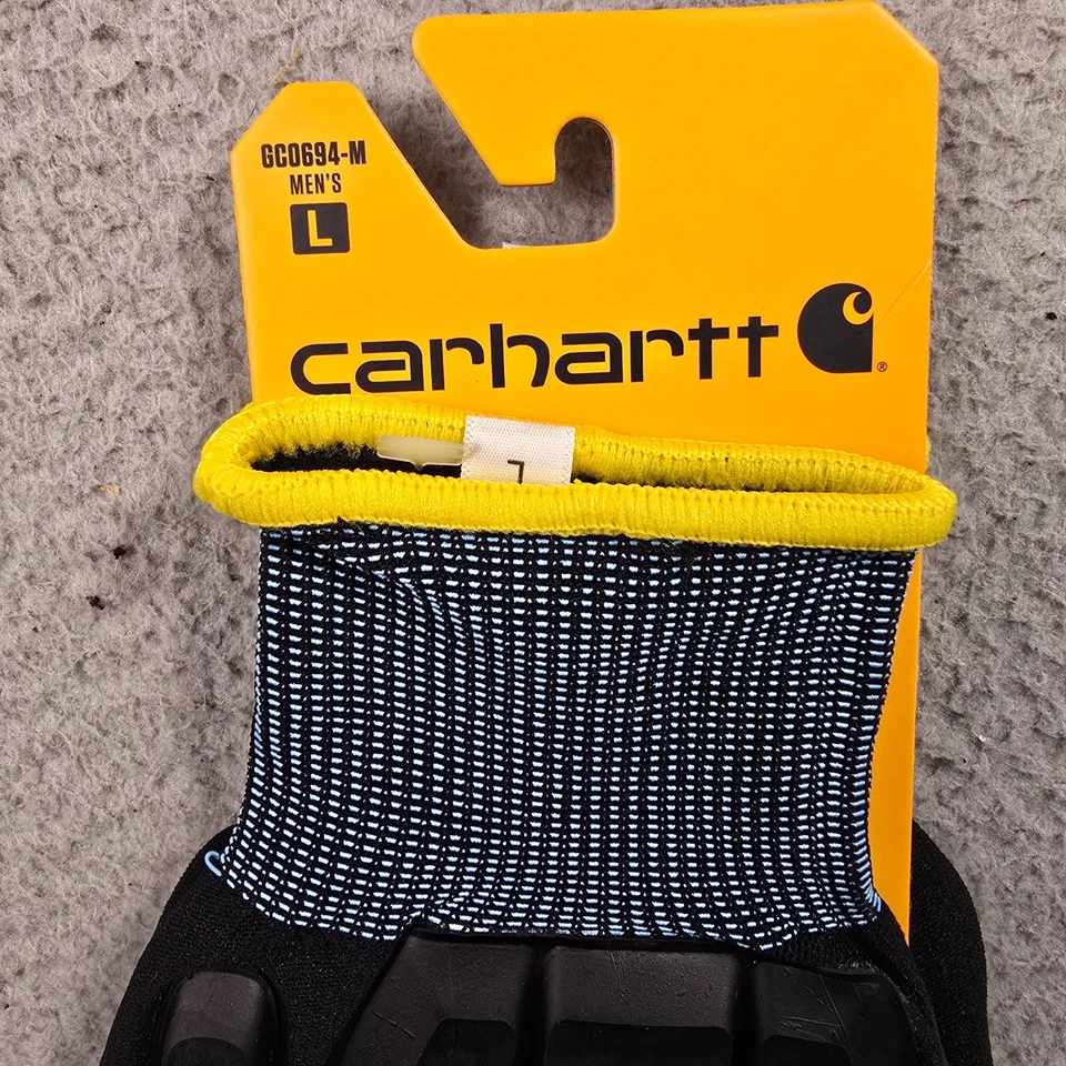 Guantes híbridos Carhartt C-Grip para hombre grandes L negros tejidos agarre de goma elásticos nuevos con etiquetas Foto 2 de 4