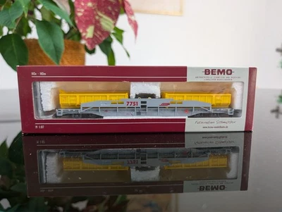 ✅ BEMO 2290 121 RhB Sl 7771 ACTS-Tragwagen mit Abfallmulden "Montalta"- Spur H0m - Photo 1/2