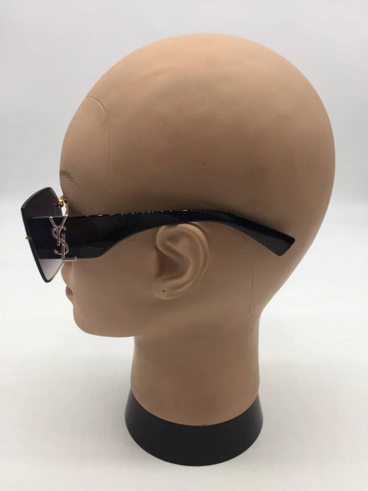 Gafas de sol para mujer Saint Laurent negras/doradas de diseñador 64-15-145 lentes grises Foto 4 de 4