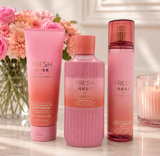 Bath  Body Works FRESH MUSK 3 pc SET Body Wash  Cream  Mist NEW 2026