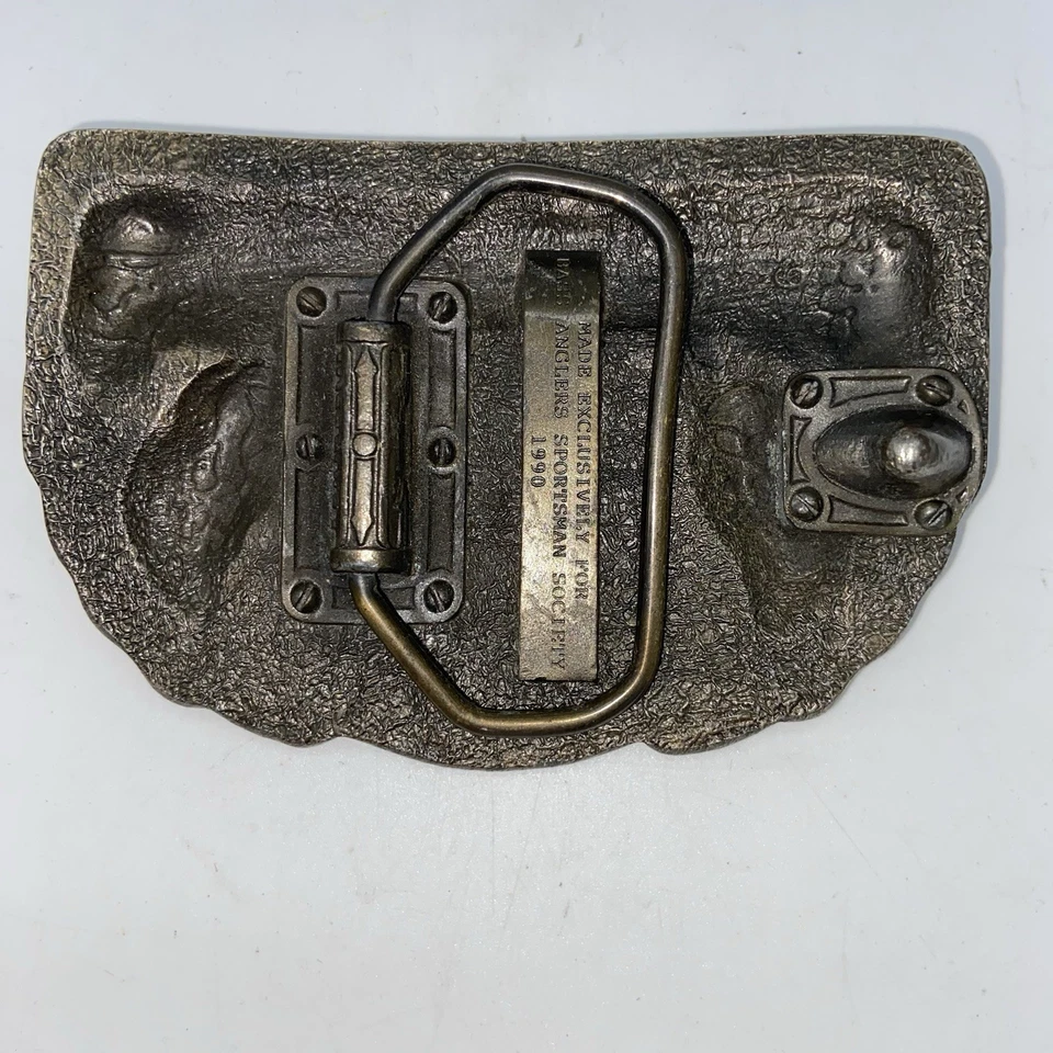 Vintage B.A.S.S. Bass Anglers Sportsman Society Fishing 1990 cinturón hebilla pez Foto 3 de 4