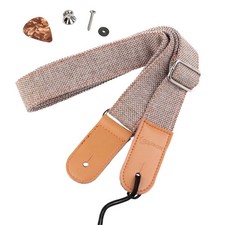 Linen Style Adjustable Genuine Uke Leather Metal Hook Ukulele Strap Strong Ba...