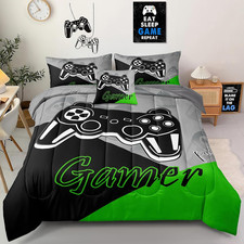 6 Pieces Gaming Bedding Set Full Size for Boys Gamer Comforter Set for Boys Girl