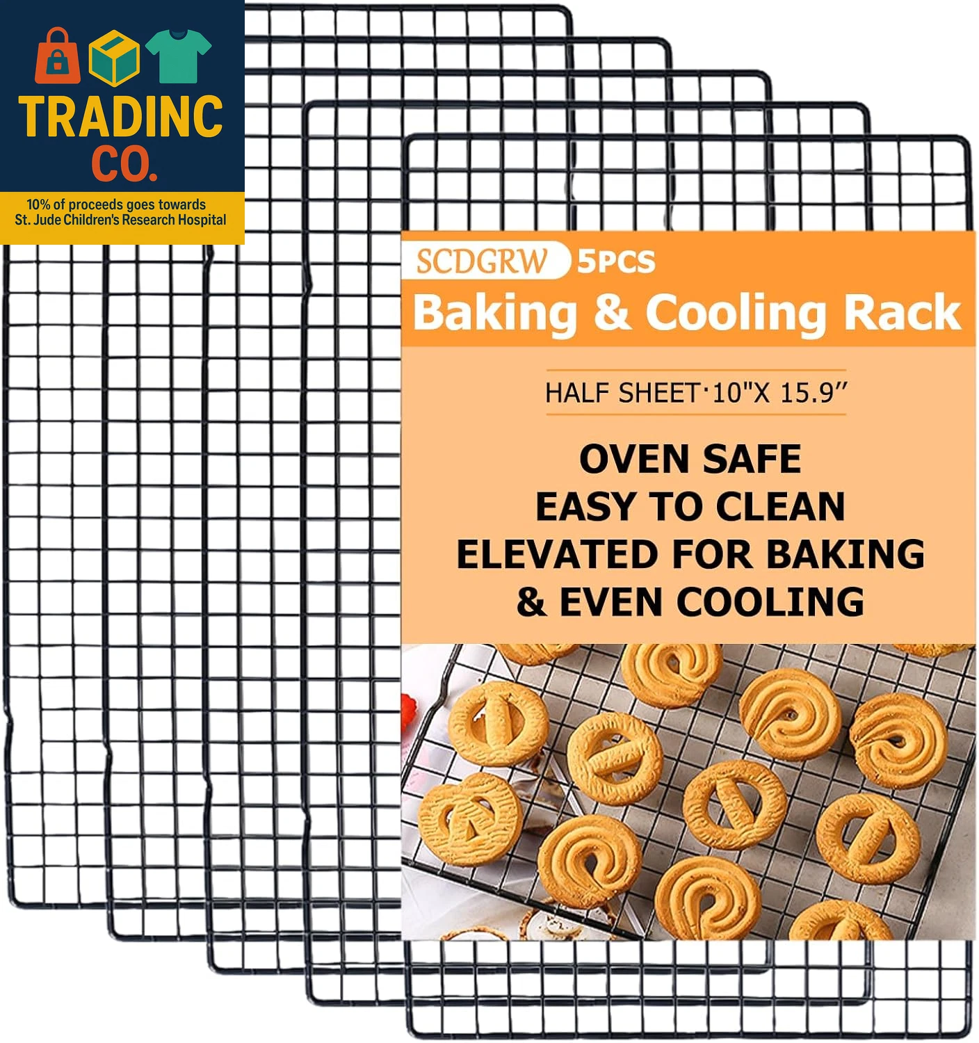 5PCS Cooling Racks for Cooking and Baking 10" X 16" Wire Rack Baking Rack, Cooki
