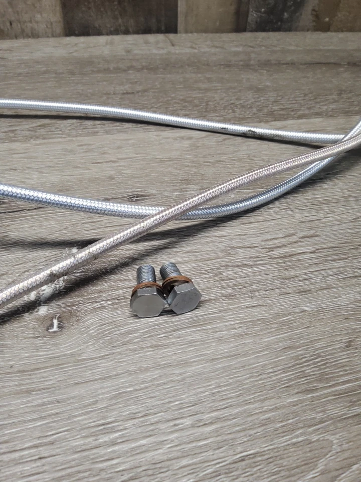 1987 87 Harley Davidson Tour Glide FLTC Front Braided Brake Lines Hoses DL-687 - Image 3 of 4