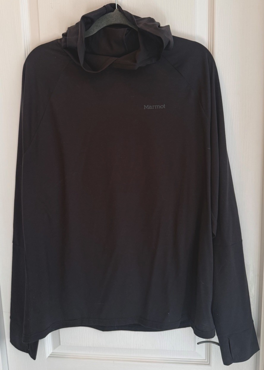 Marmot Men's Large Hoodie Black Pullover Lightweight Shirt Size XL