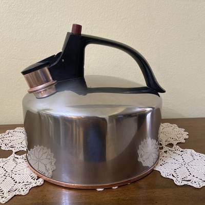 VTG Duncan Hines Regal Ware Stainless Steel & Copper Bottom Tea Pot Whistle s