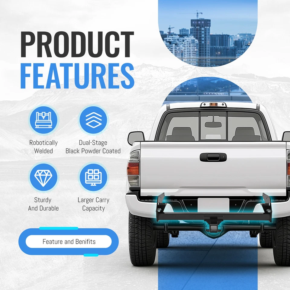 2" Rear Trailer Towing Hitch Tow Receiver Class 3 for Toyota Tacoma 1995-2004 Foto 4 de 4