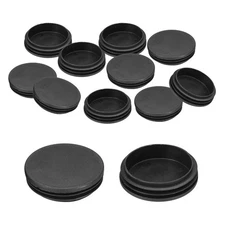 2.5" Plastic Tubing End Caps, 12Pcs Round Hole Plug Insert, Black