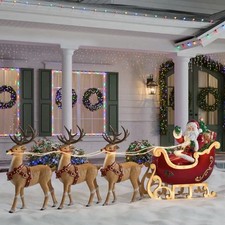 9 Ft Giant-sized Led Santa's Sleigh With Reindeer New In Box