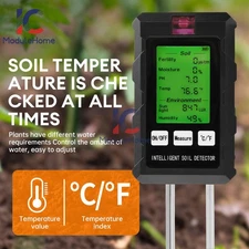 6-in1 PH Tester Sunlight Soil Moisture Meter Detector Temperature Humidity NEW