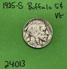 1935-S Buffalo 🦬 Indian Head Nickel 5c Vg Very Good