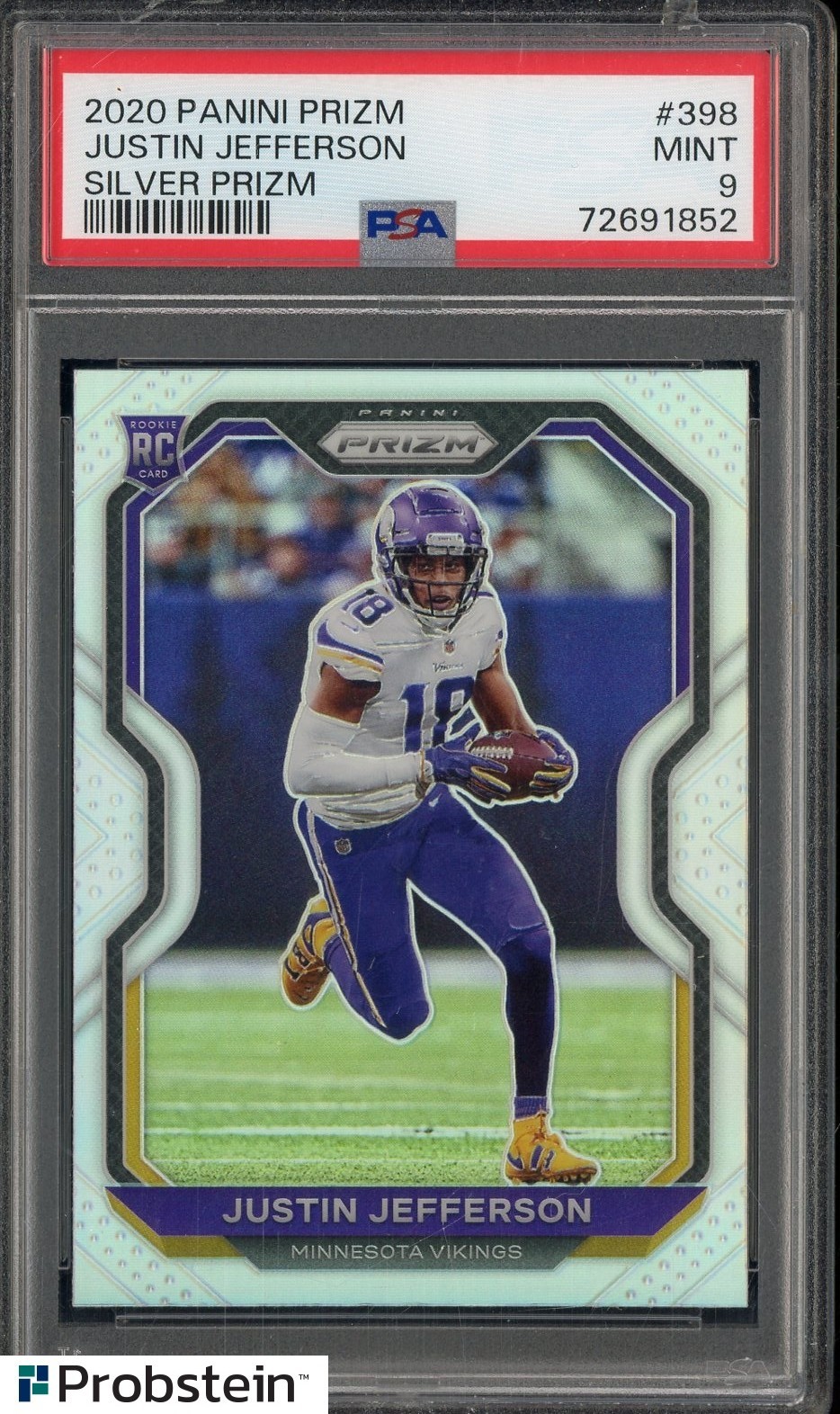 2020 Panini Prizm Silver Prizm #398 Justin Jefferson Vikings RC Rookie PSA 9