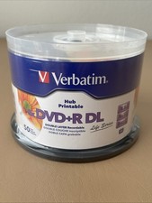 VERBATIM 8X Blank DVD R DL Dual Double Layer 8.5GB 50pk White Inkjet Printable