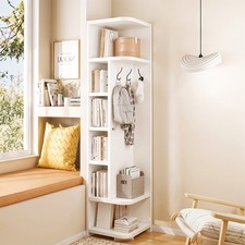 Corner Shelving Unit Storage Cabinet Multi Shelves Tall Slim Bookcase Bookshelf
