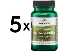 5 X Swanson Ultimate Ashwagandha KSM-66, 250Mg - 60 Vcaps (217,73 Eur/Kg)