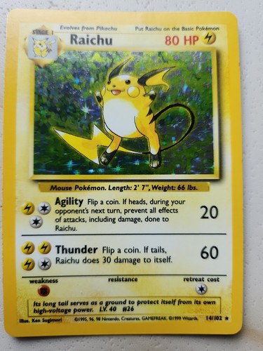 Raichu Base Set 14/102 Holo NM Near Mint Pokemon 