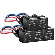 Car Relay Harness 12V 40A 4 Pin SPST 12AWG Harness Sockets -5pcs