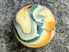 JABO Joker 1 (JERK) Collector Marble : Apricot & Aqua Aventurine Swirl. .730
