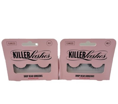 Killer Lashes Drop Dead Gorgeous Flawless Glue on Eye Lashes No3 Black Womens X2