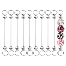 10pcs Beadable Keychain Bar, Beaded Keychain Bar Blanks Rod, Silver