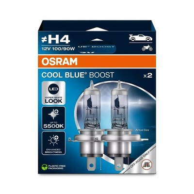 Lampara osram cool blue boost h4 12v/100/90w-2 uds para moto repuestos