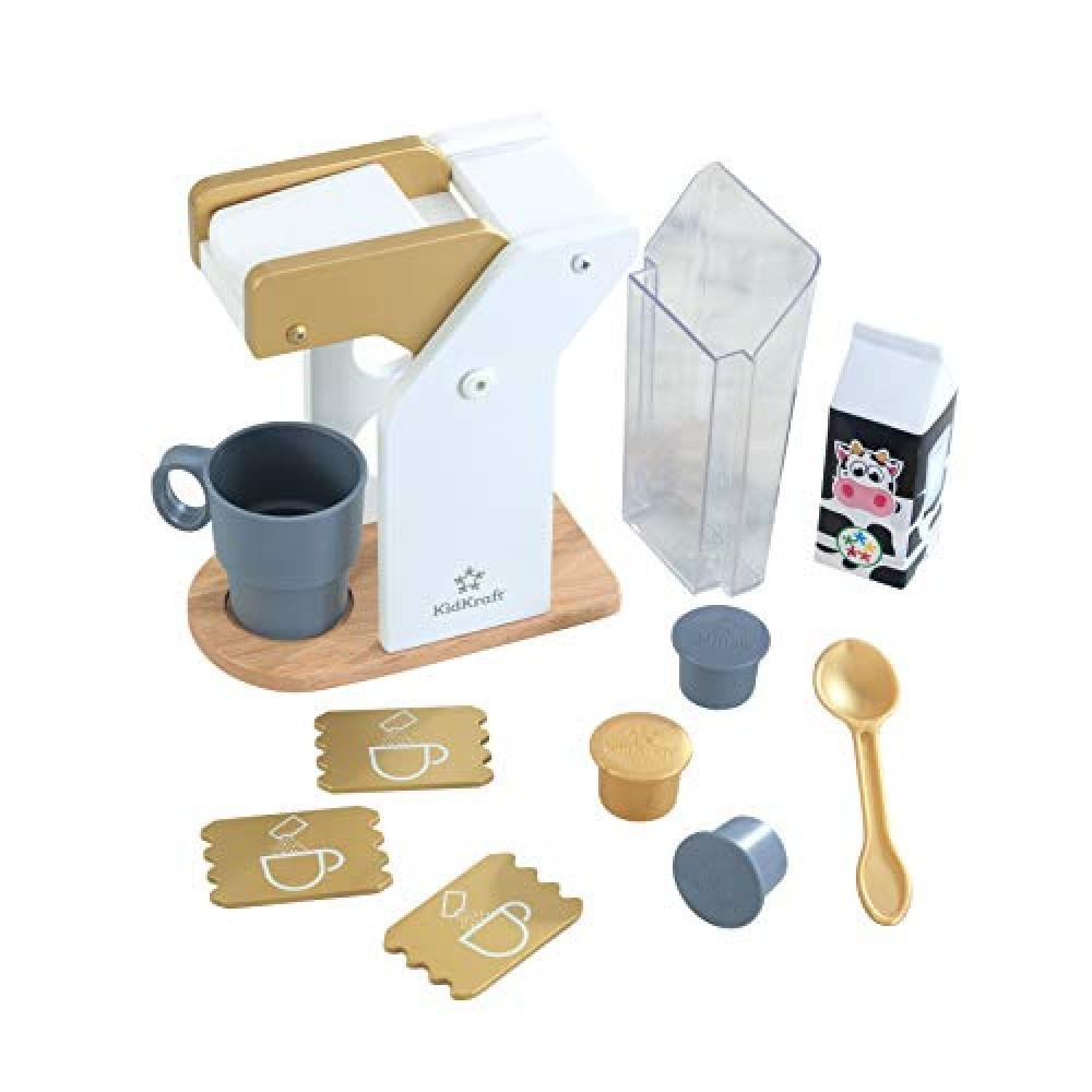 KidKraft- Set Giocattolo da Cucina per caffè di 11 Pezzi in Legno Bambini, Colo