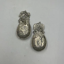 Set Of 2 Pewter Silver Trivet Plate Or Olive Plate Decor