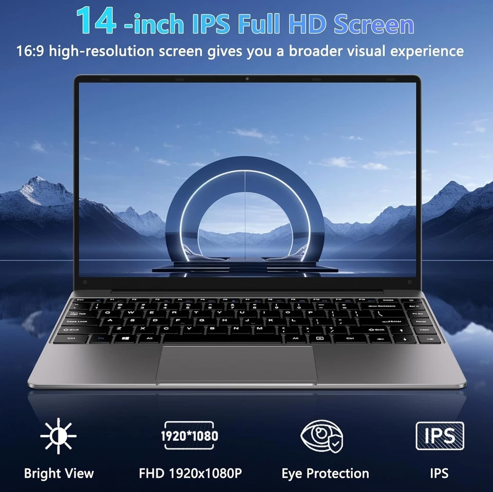 HUQPPQ 14 Inch Laptop Celeron N4020 Processor 6GB RAM 256GB, Gray - Image 4 of 4