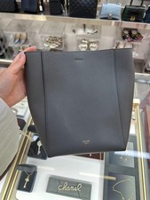 Celine Sangle Small Grey Grained Calfskin Buc...