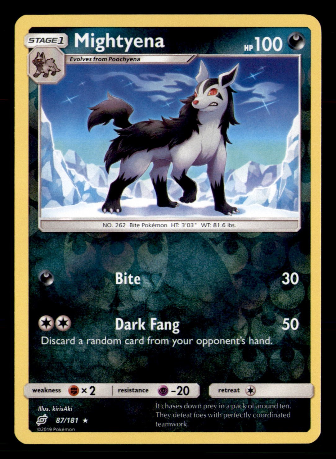 Mightyena 87/181 Rare Team Up Pokemon Reverse Holo Near Mint