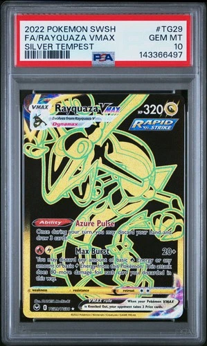 2022 POKEMON SWORD & SHIELD SILVER TEMPEST #TG29 FULL ART/RAYQUAZA VMAX PSA 10