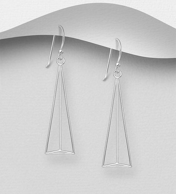 925 Sterling Silber Dreieck Haken Ohrringe gepunzt