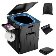 XL Portable Toilet for Adults, Extra Large 15.4"H Foldable Camping with Black