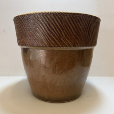 Outdoor Plant Pot Brown Stone Ware Round Drainage Hole