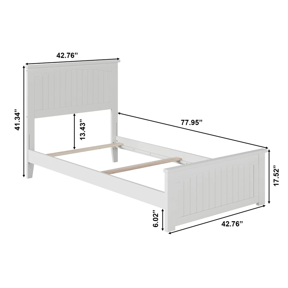 AFI楠塔基特双XL实木平台床带USB充电器白色 — 第 4/4 张图片