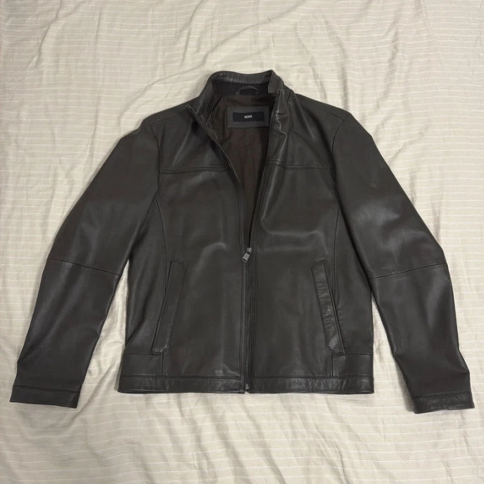 BOSS Man Herren Lederjacke Leather Jacket Braun Brown Gr. 52 (L) - Bild 1 von 4